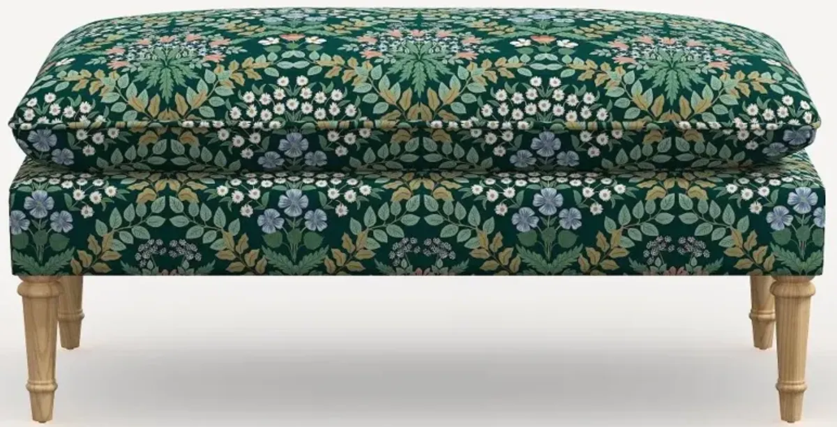 Rifle Paper Co. Flora Bramble Emerald Pillowtop Bench