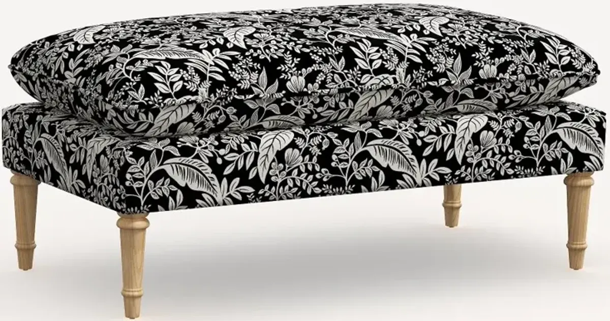 Rifle Paper Co. Flora Canopy Black & Cream Pillowtop Bench