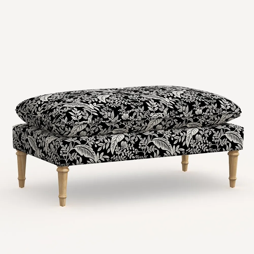 Rifle Paper Co. Flora Canopy Black & Cream Pillowtop Bench