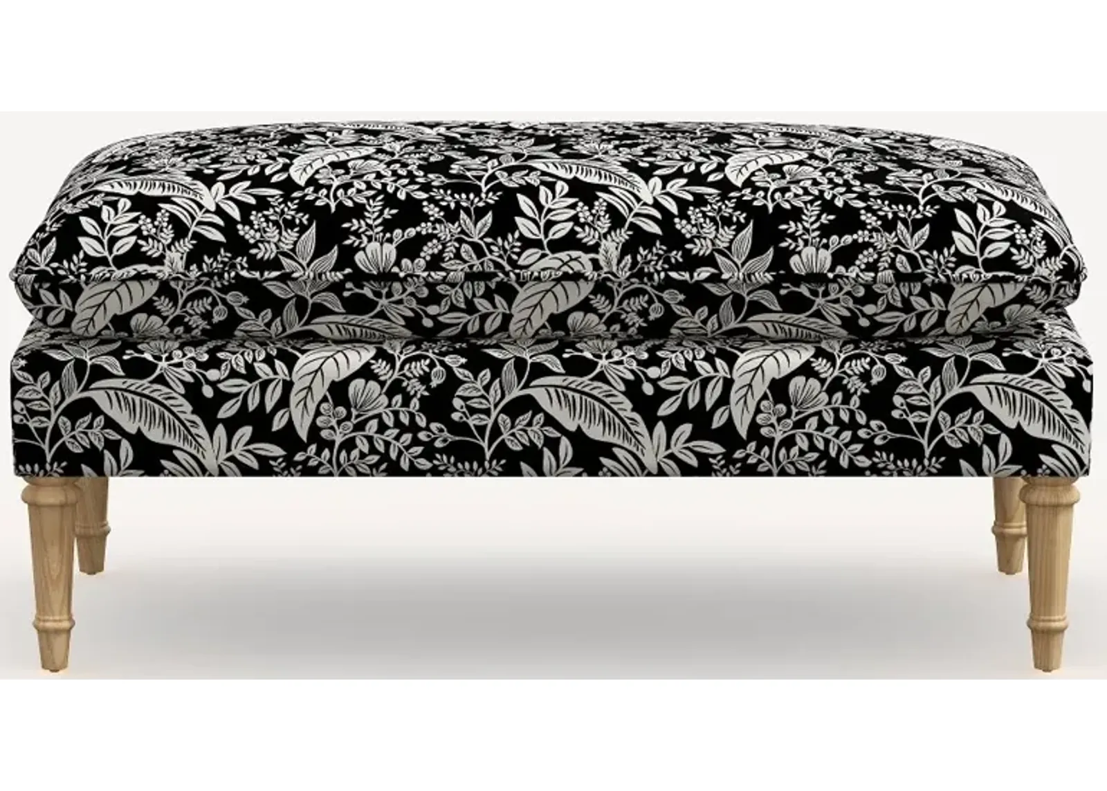 Rifle Paper Co. Flora Canopy Black & Cream Pillowtop Bench