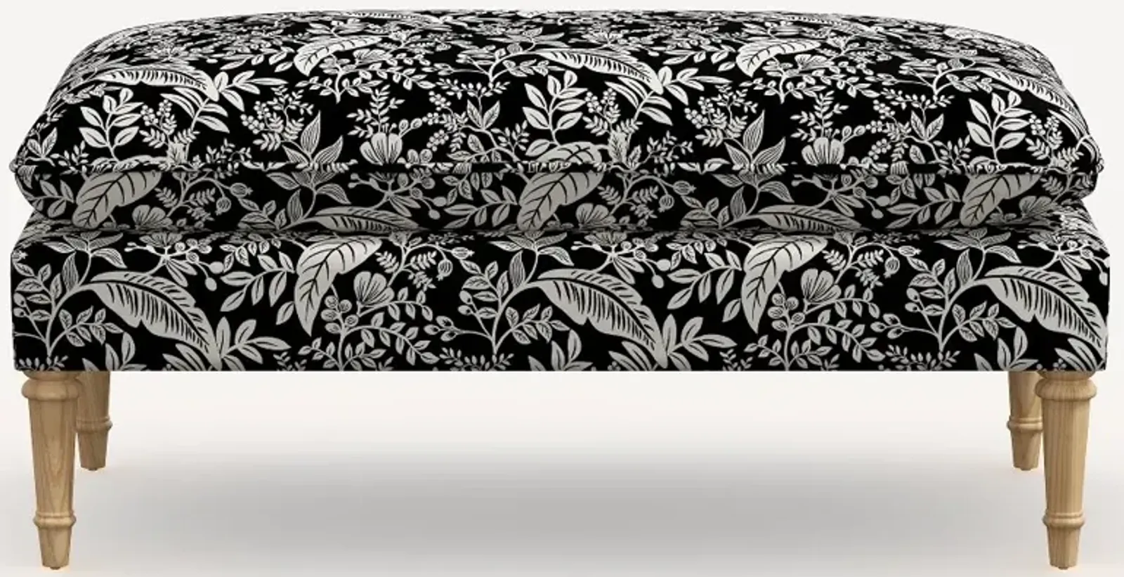 Rifle Paper Co. Flora Canopy Black & Cream Pillowtop Bench