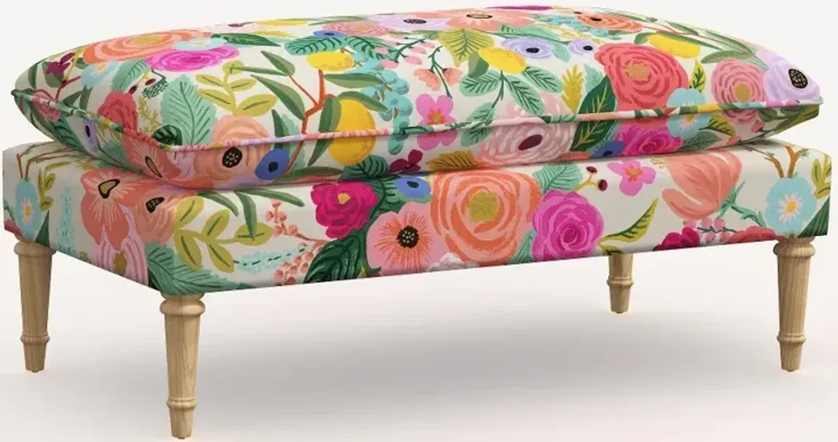 Rifle Paper Co. Flora Garden Party Pink Pillowtop Bench