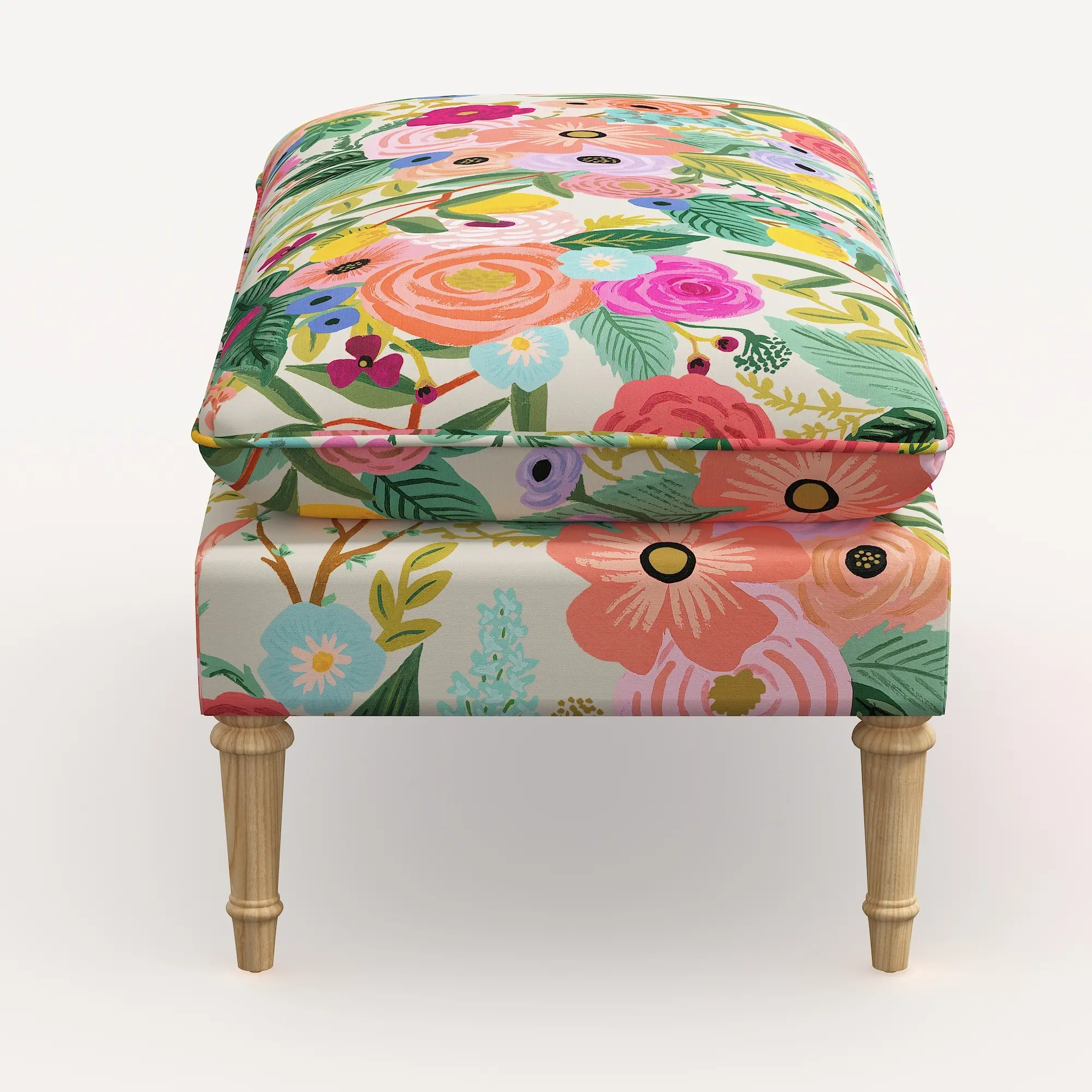 Rifle Paper Co. Flora Garden Party Pink Pillowtop Bench