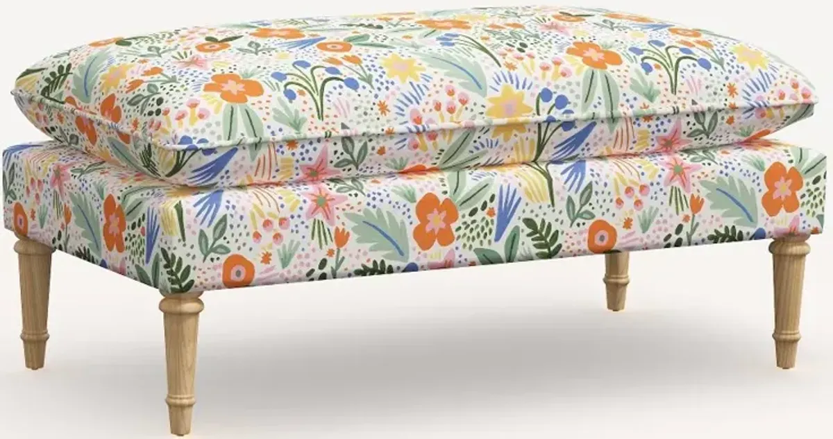 Rifle Paper Co. Flora Multi Color Floral Pillowtop Bench