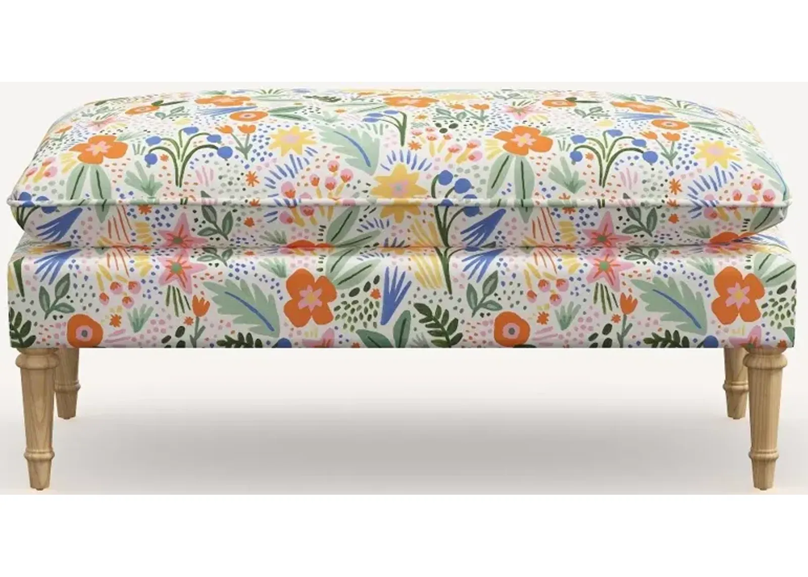 Rifle Paper Co. Flora Multi Color Floral Pillowtop Bench