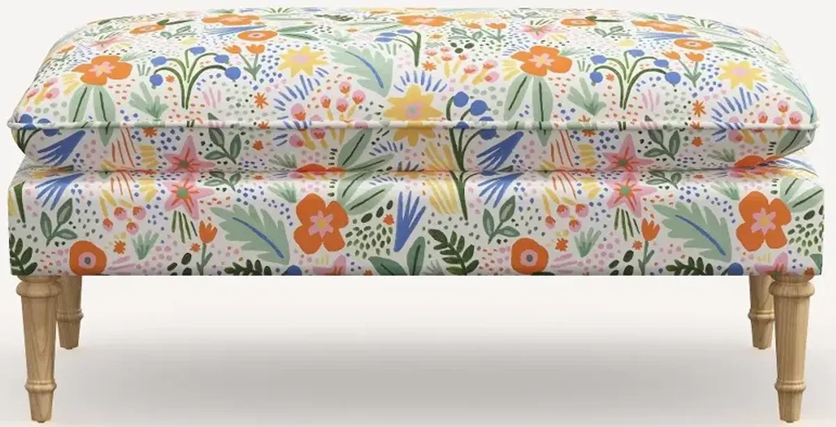 Rifle Paper Co. Flora Multi Color Floral Pillowtop Bench