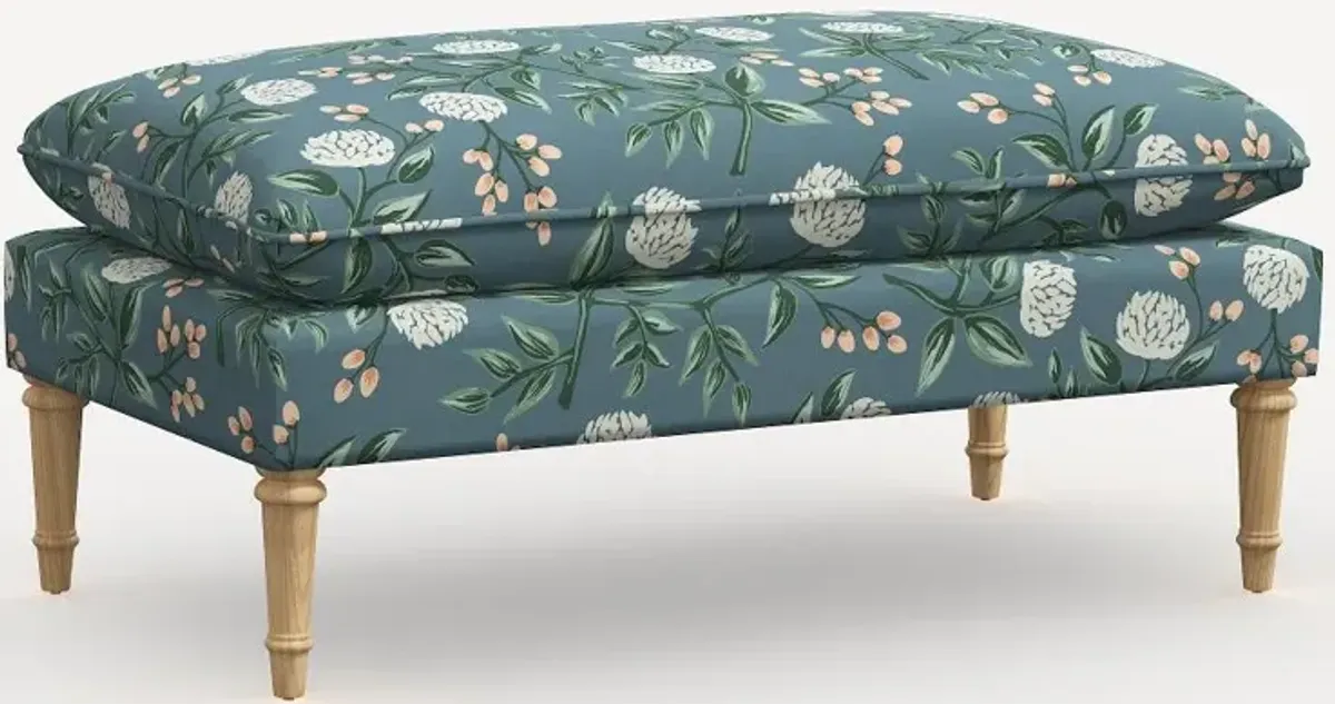 Rifle Paper Co. Flora Emeral Peonies Pillowtop Bench