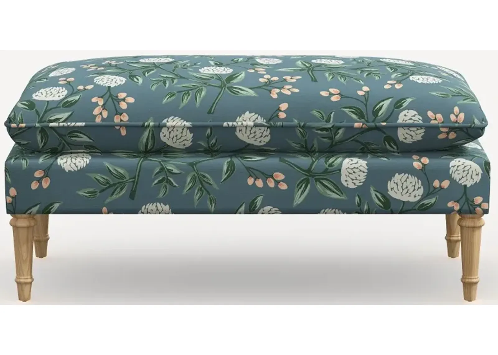 Rifle Paper Co. Flora Emeral Peonies Pillowtop Bench