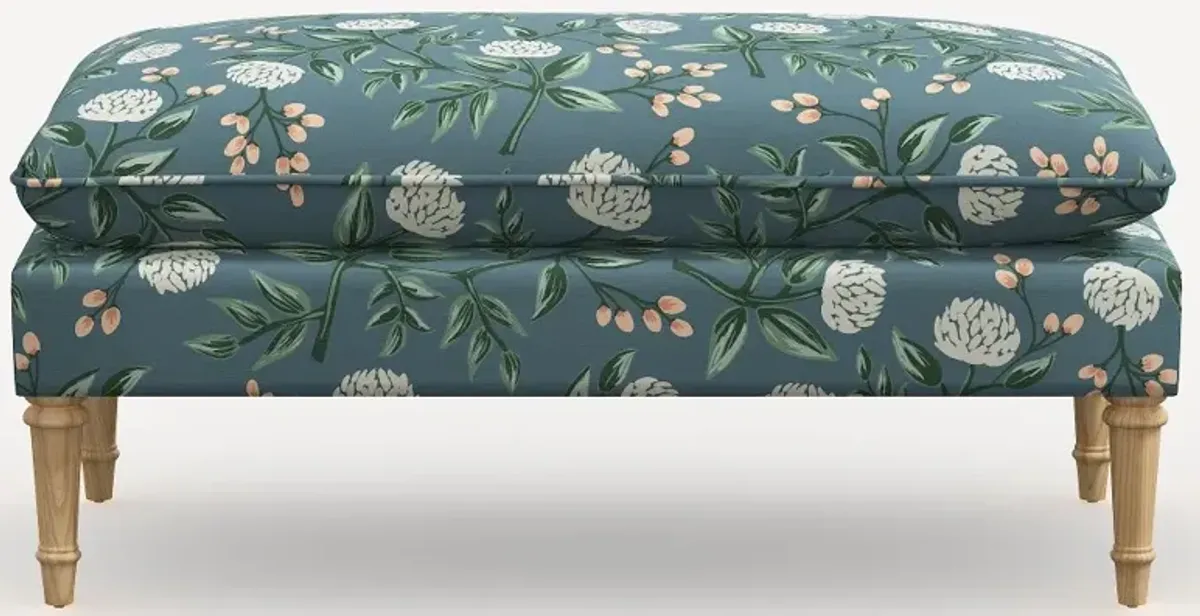 Rifle Paper Co. Flora Emeral Peonies Pillowtop Bench