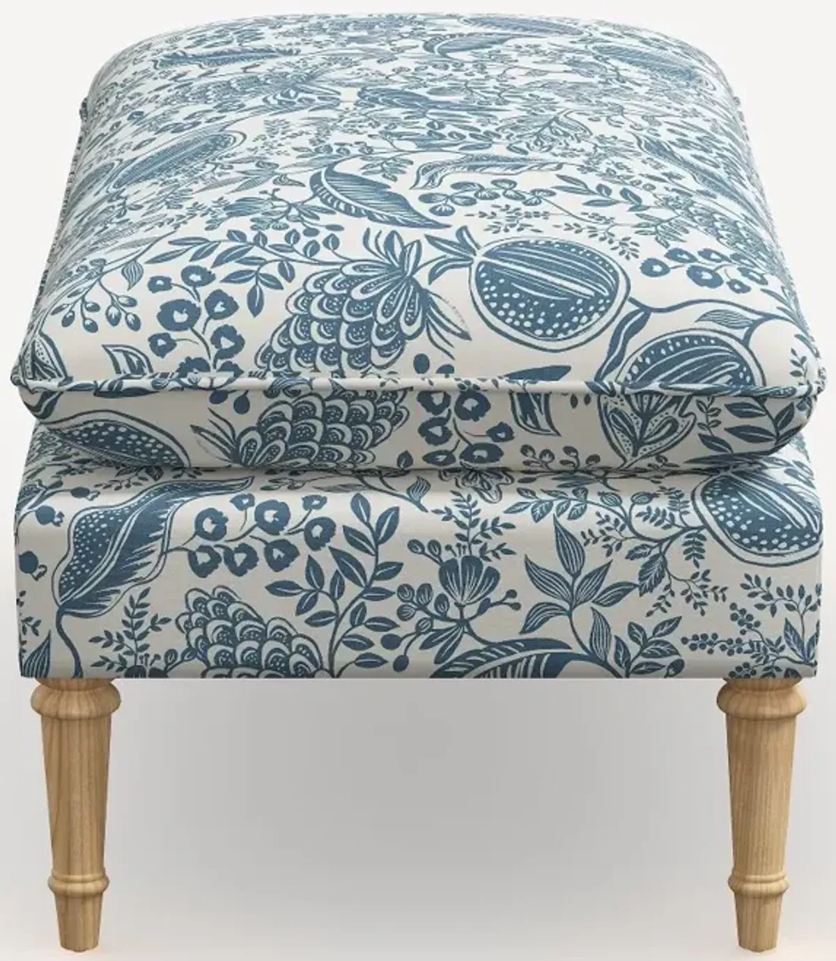 Rifle Paper Co. Flora Blue Pomegranate Pillowtop Bench