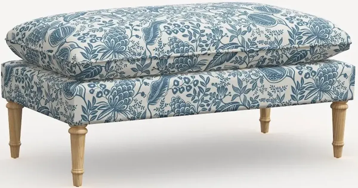 Rifle Paper Co. Flora Blue Pomegranate Pillowtop Bench