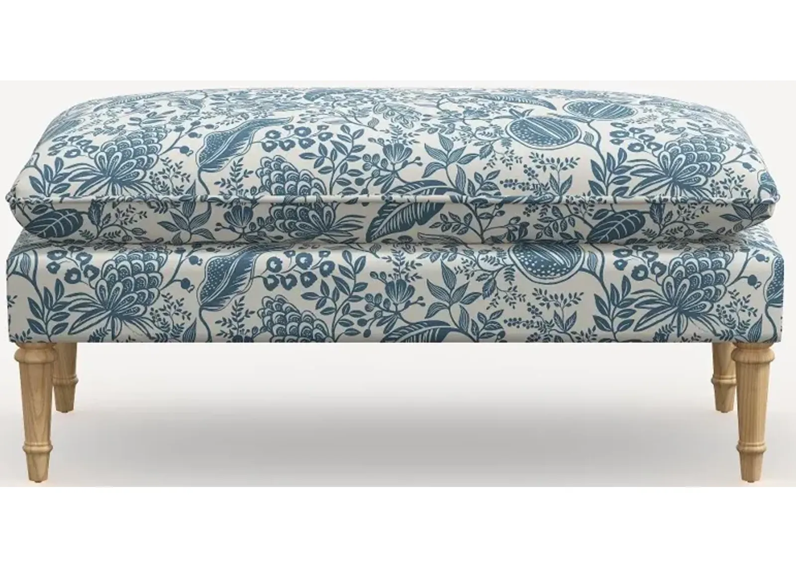 Rifle Paper Co. Flora Blue Pomegranate Pillowtop Bench