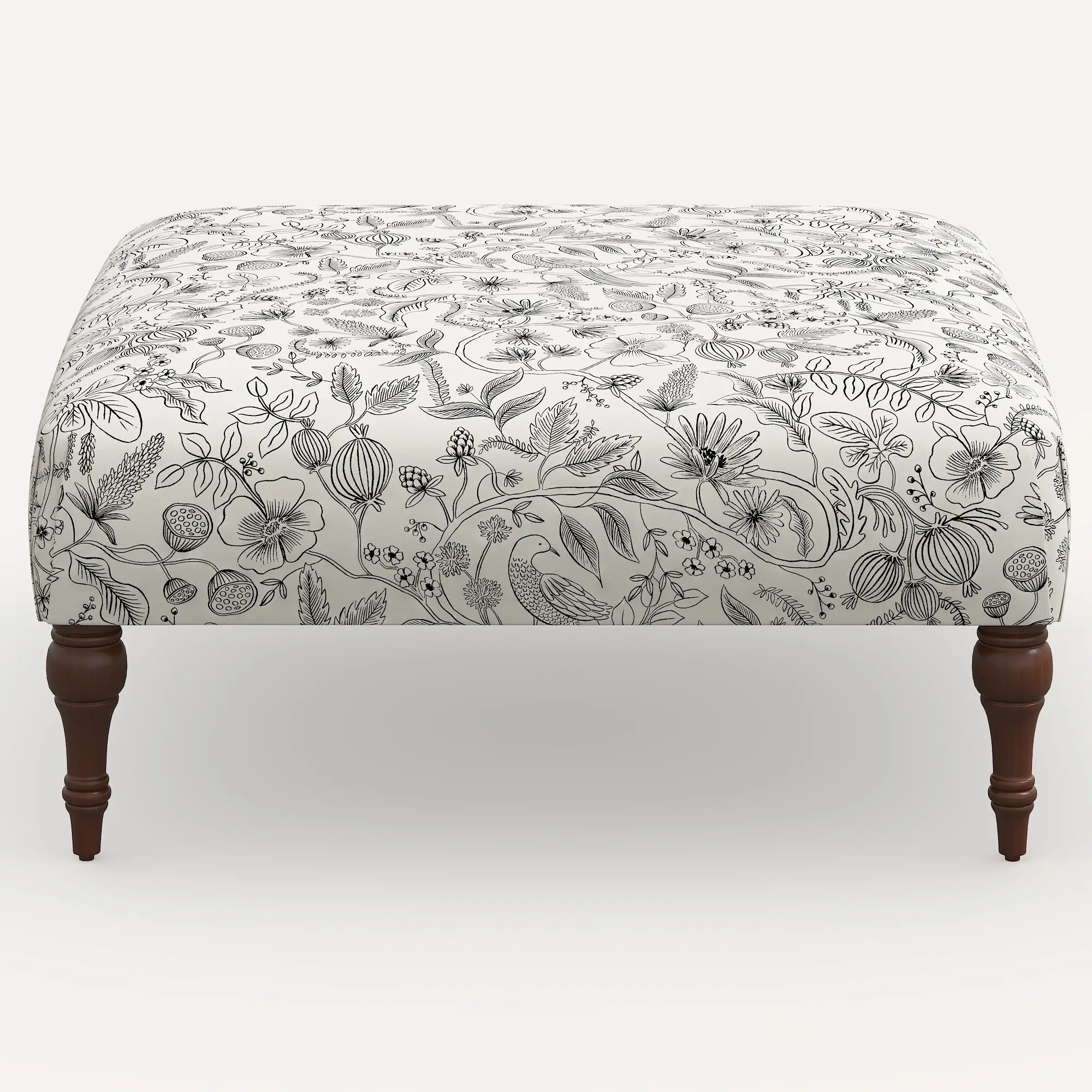 Rifle Paper Co. Greenwich Aviary Cream & Black Ottoman with...