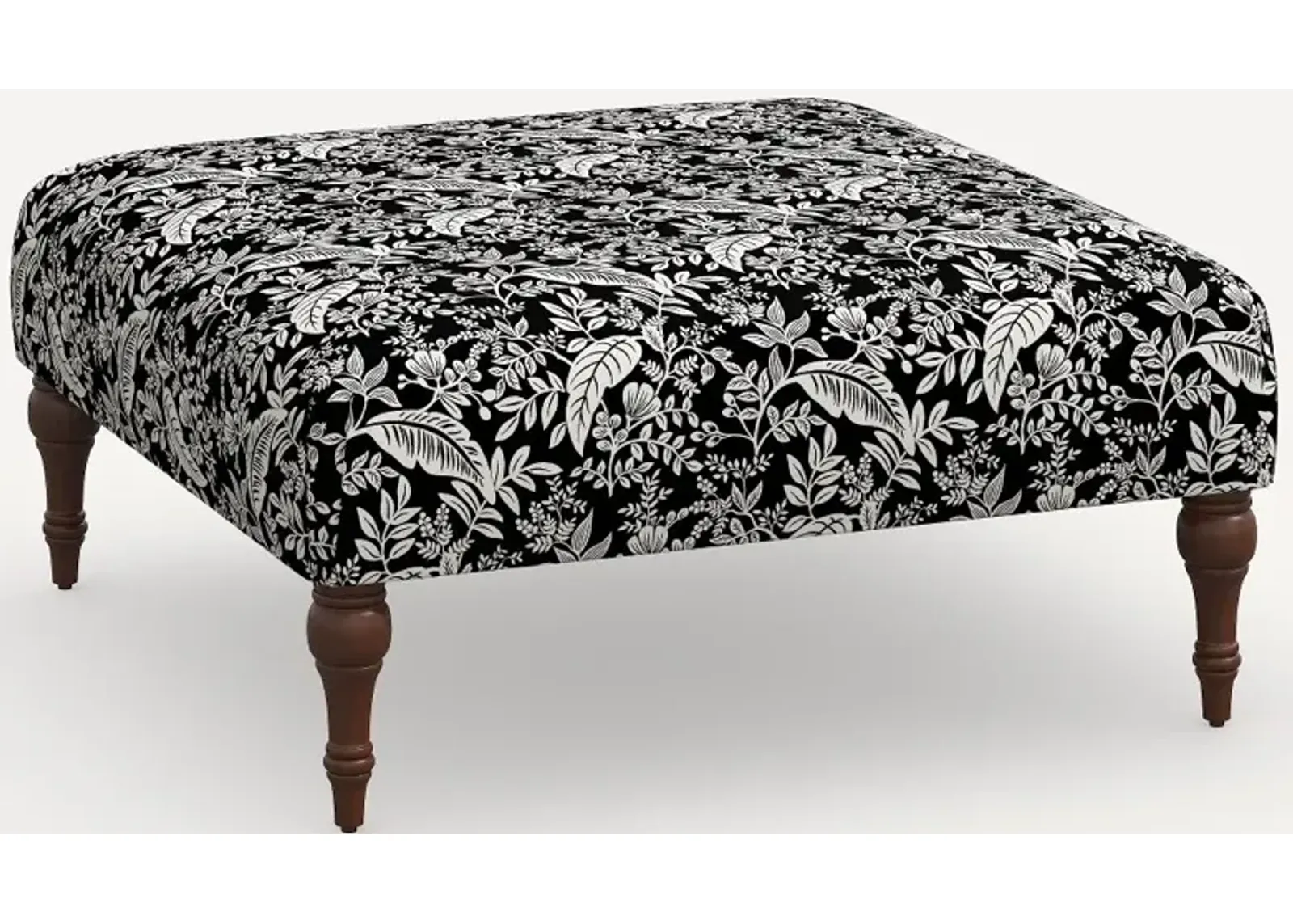 Rifle Paper Co. Greenwich Canopy Black & Cream Ottoman with...