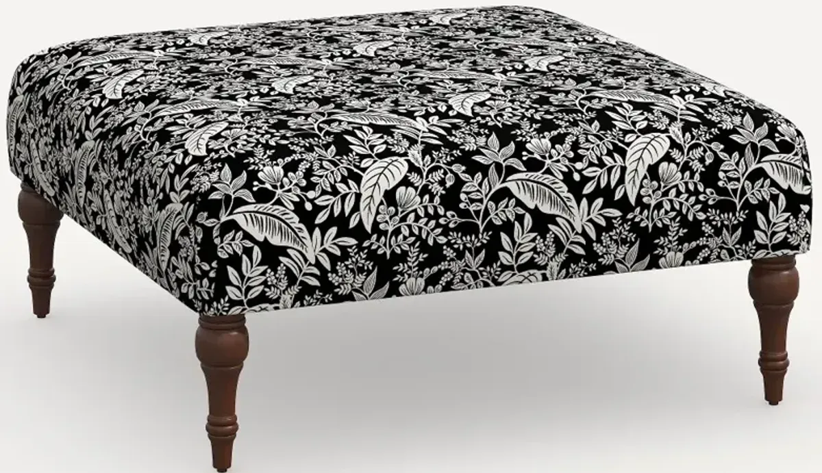 Rifle Paper Co. Greenwich Canopy Black & Cream Ottoman with...