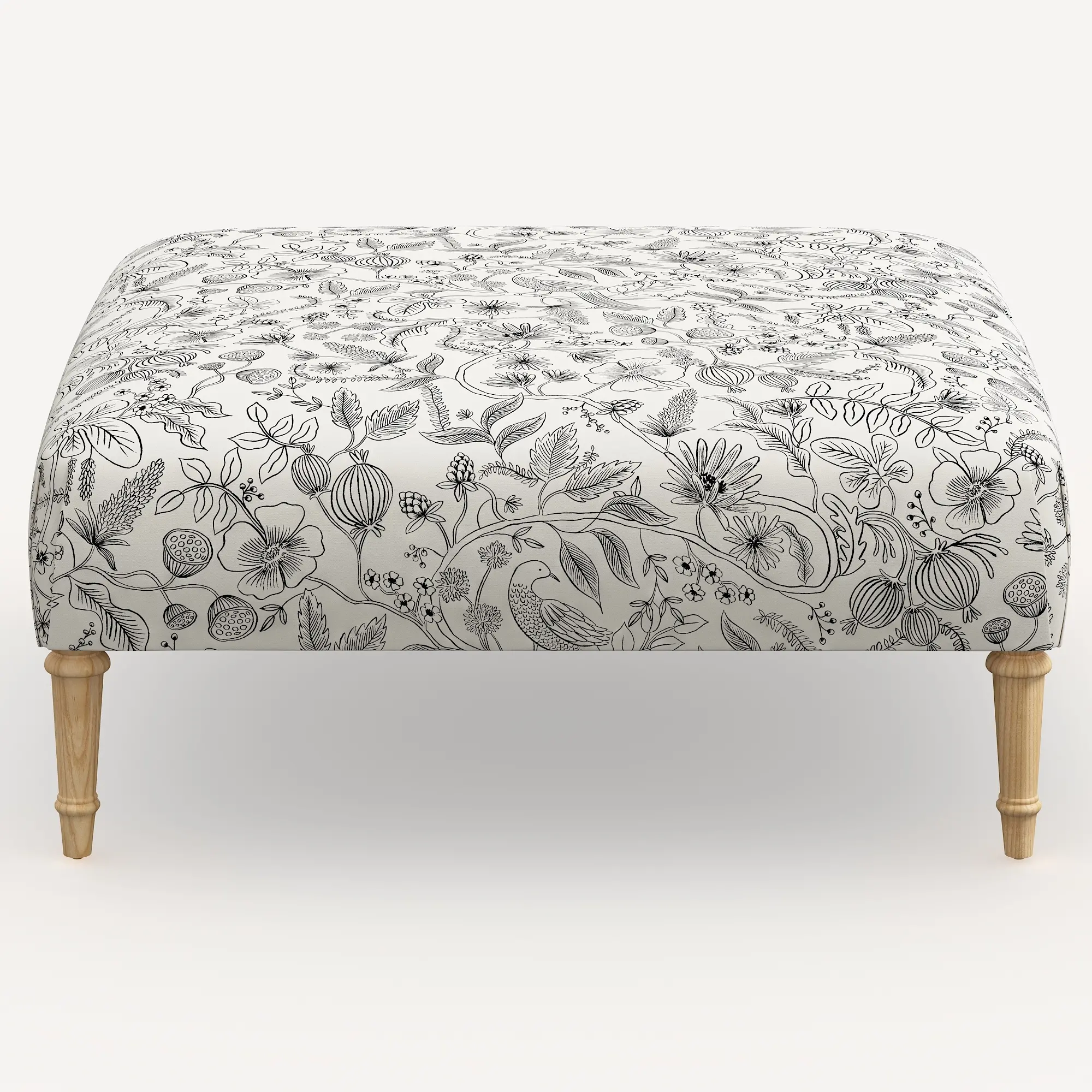 Rifle Paper Co. Greenwich Aviary Black & Cream Ottoman with...