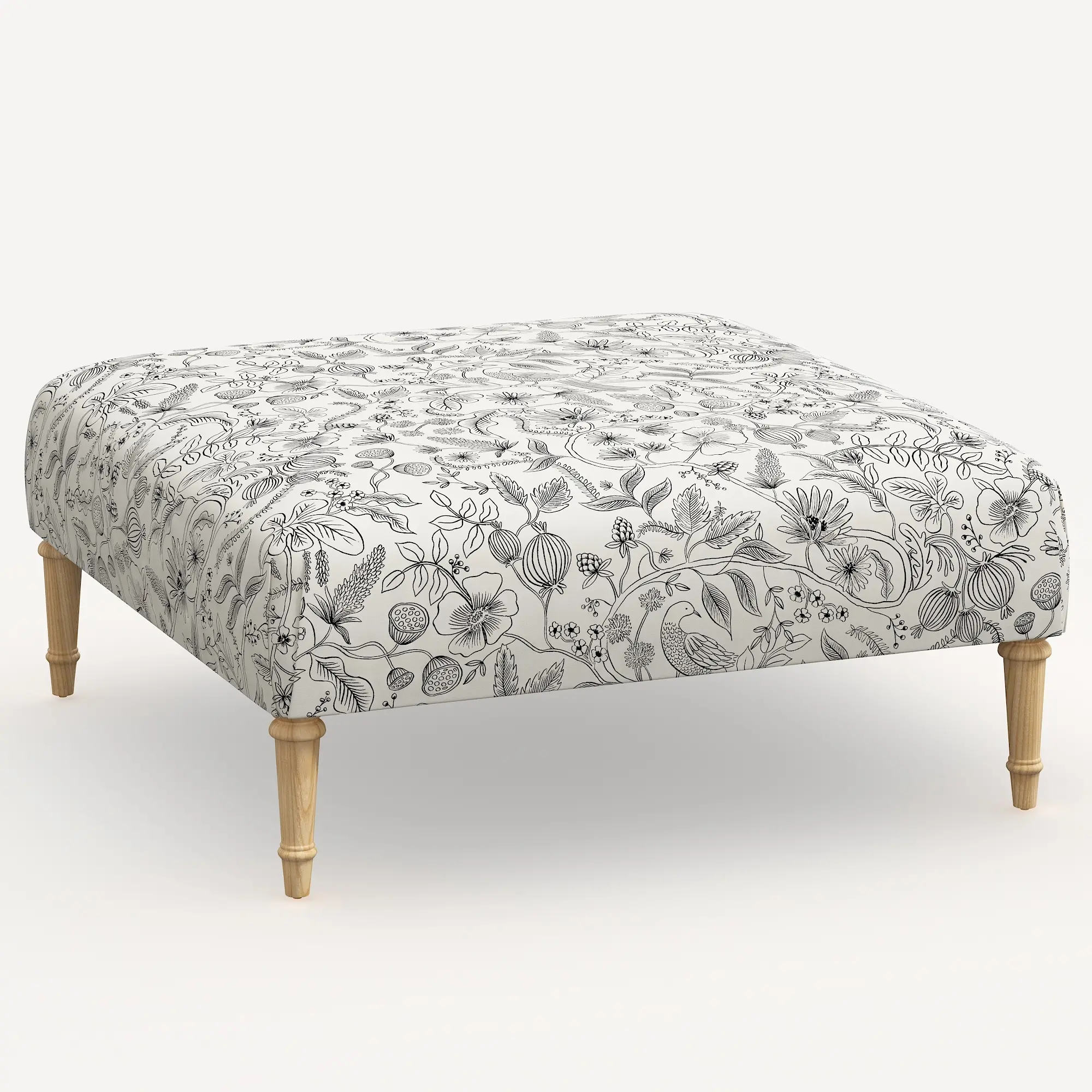 Rifle Paper Co. Greenwich Aviary Black & Cream Ottoman with...