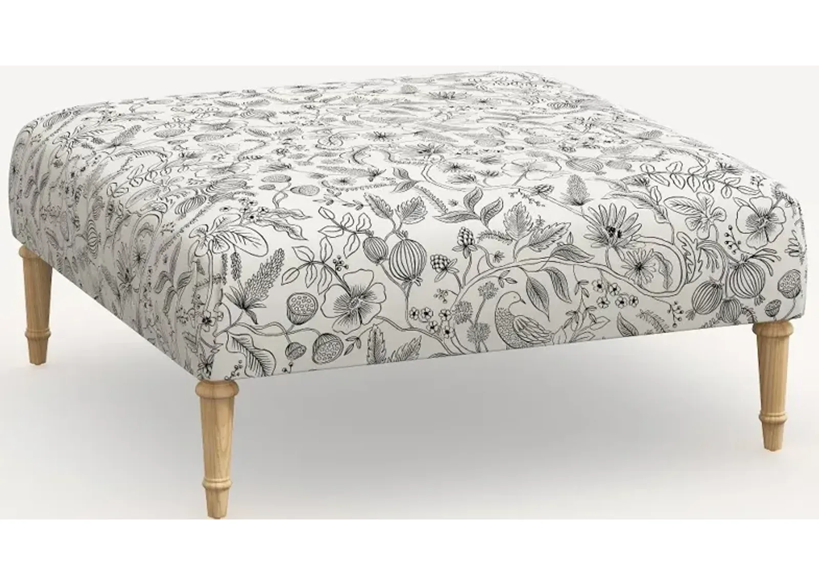 Rifle Paper Co. Greenwich Aviary Black & Cream Ottoman with...