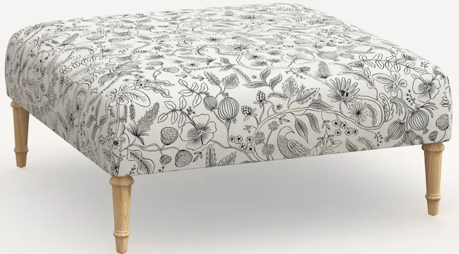 Rifle Paper Co. Greenwich Aviary Black & Cream Ottoman with...