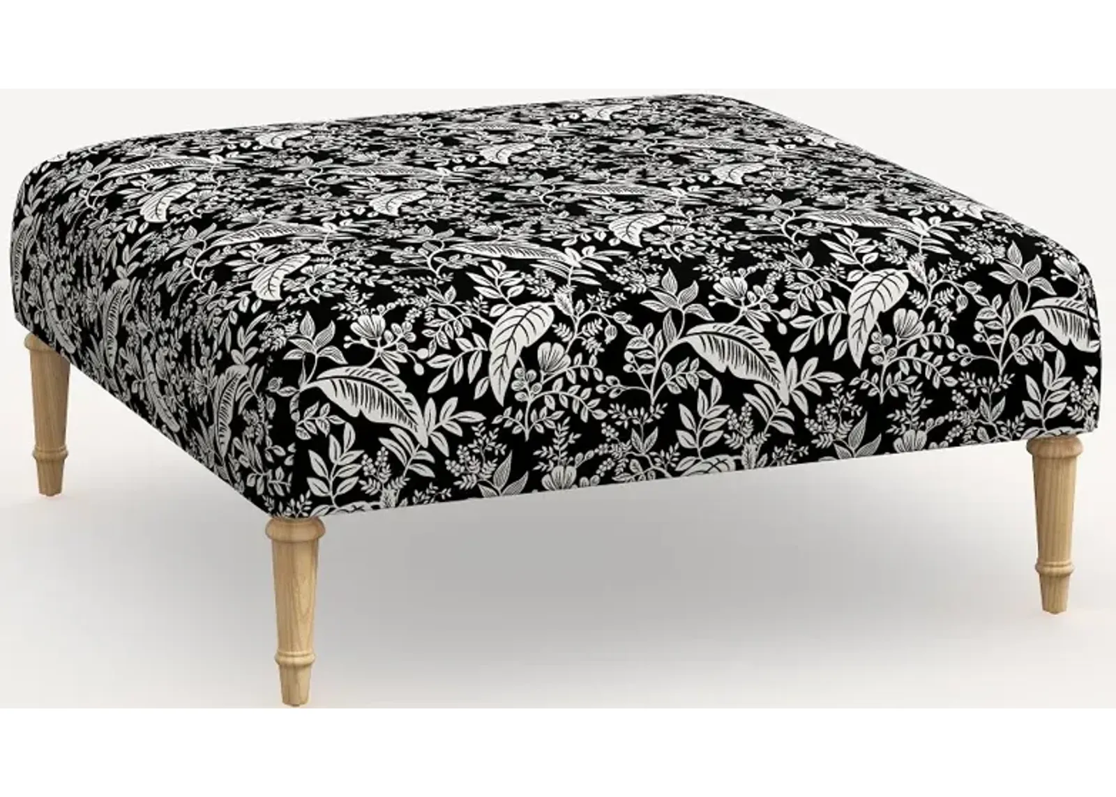 Rifle Paper Co. Greenwich Canopy Black & Cream Ottoman with...