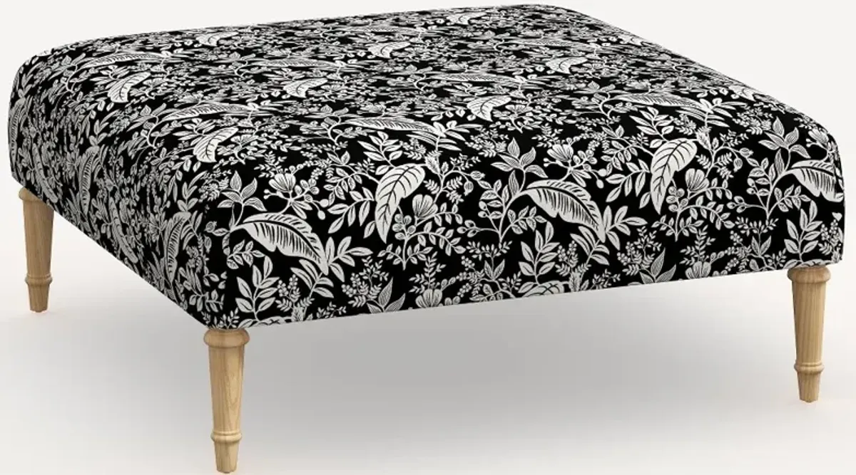 Rifle Paper Co. Greenwich Canopy Black & Cream Ottoman with...