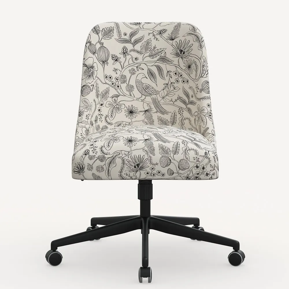 Rifle Paper Co. Oxford Aviary Cream & Black Office Chair