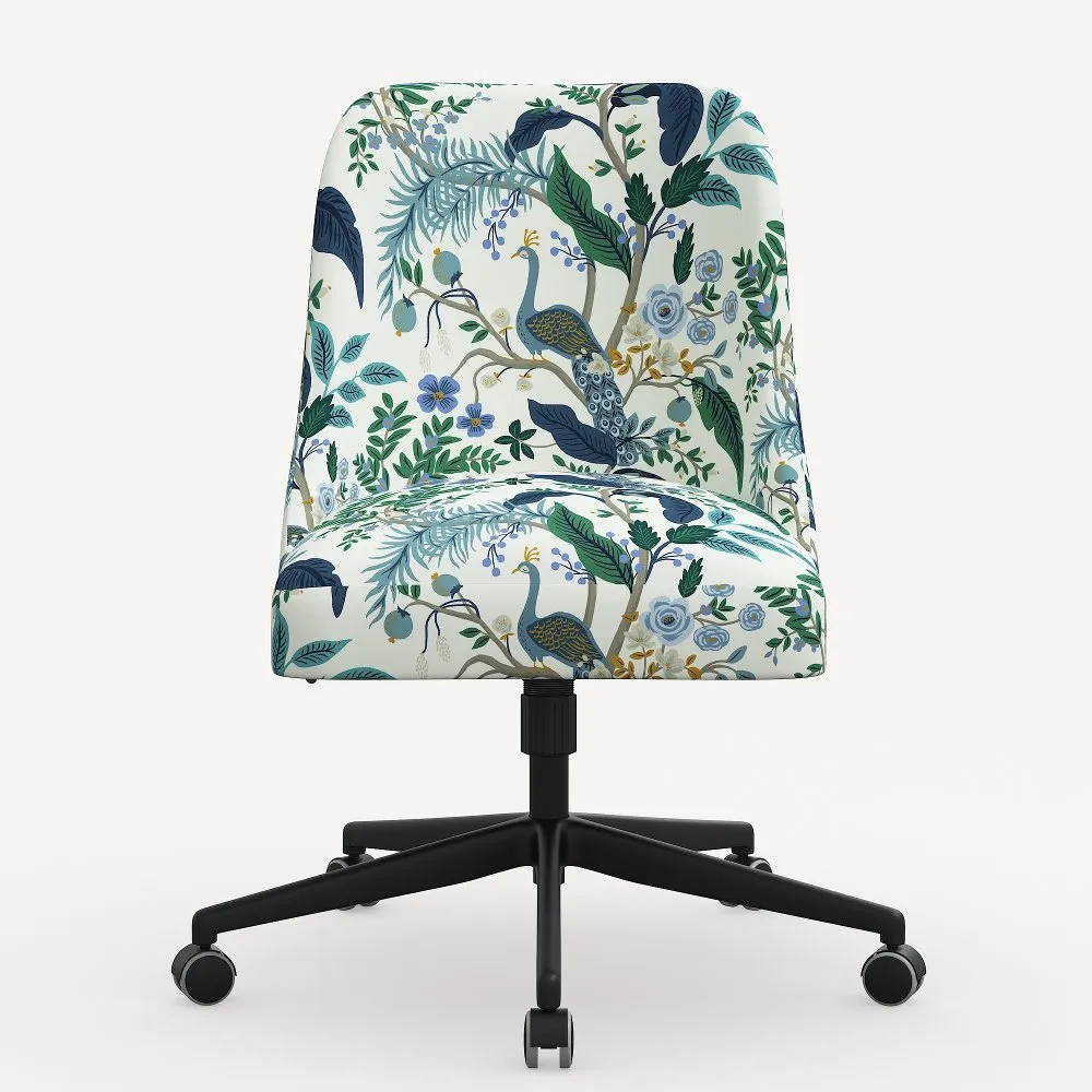 Rifle Paper Co. Oxford Blue Peacock Office Chair