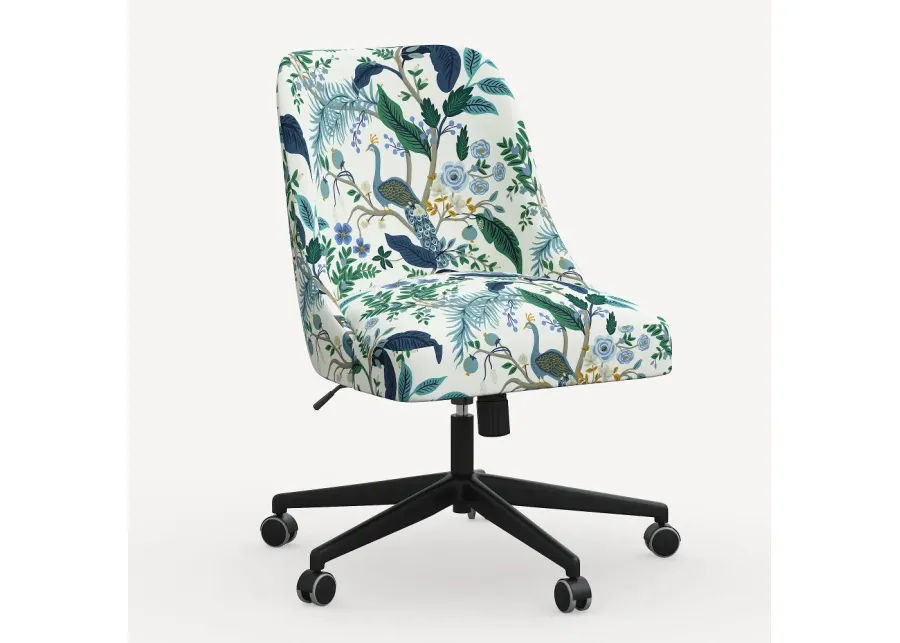 Rifle Paper Co. Oxford Blue Peacock Office Chair