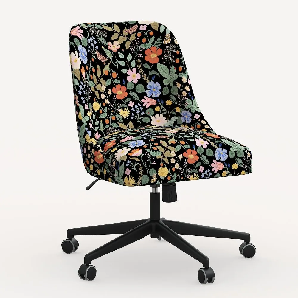 Rifle Paper Co. Oxford Black Strawberry Fields Office Chair