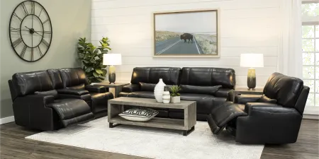 Stampede Blackberry Leather-Match Power Reclining Sofa