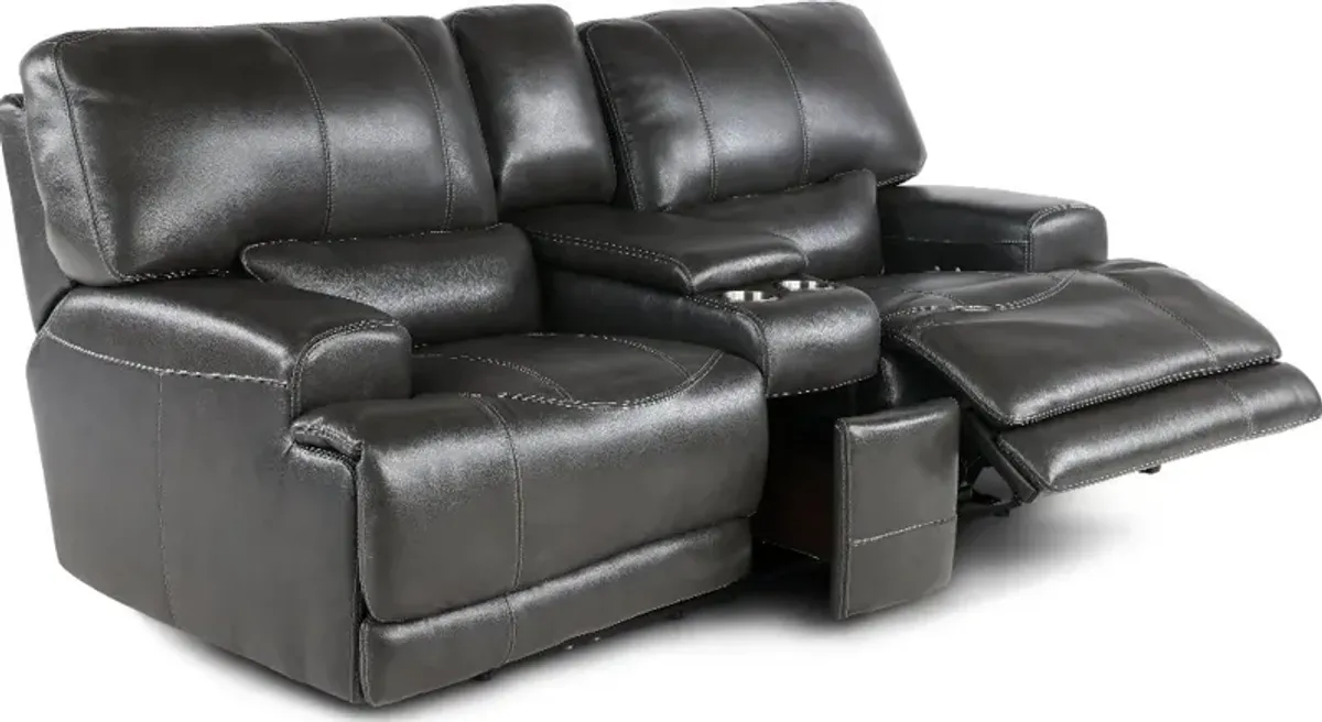 Stampede Charcoal Power Reclining Loveseat with Console