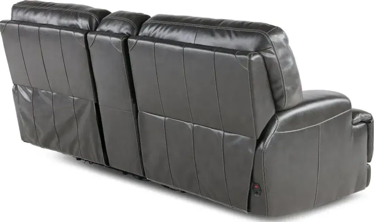 Stampede Charcoal Power Reclining Loveseat with Console