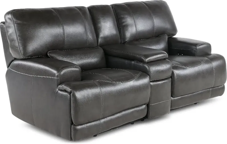 Stampede Charcoal Power Reclining Loveseat with Console