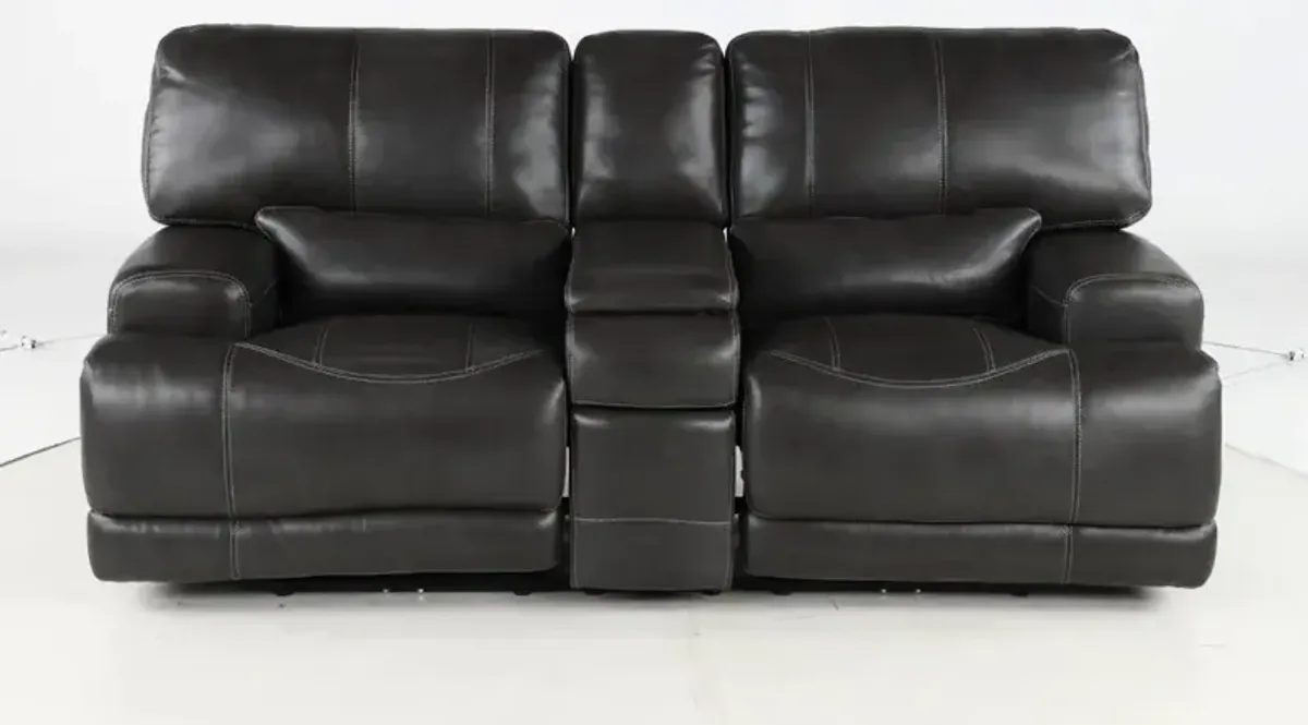 Stampede Charcoal Power Reclining Loveseat with Console