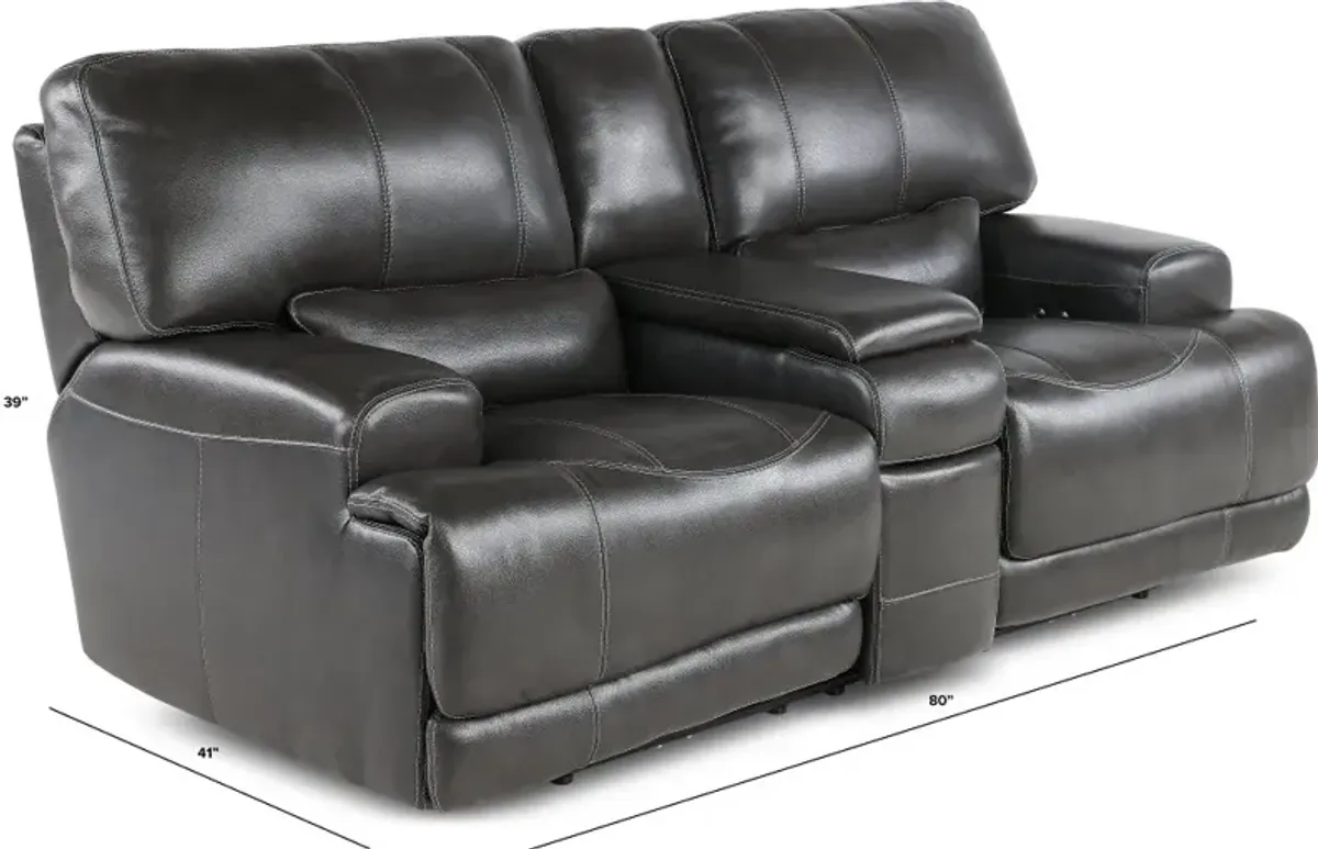 Stampede Charcoal Power Reclining Loveseat with Console