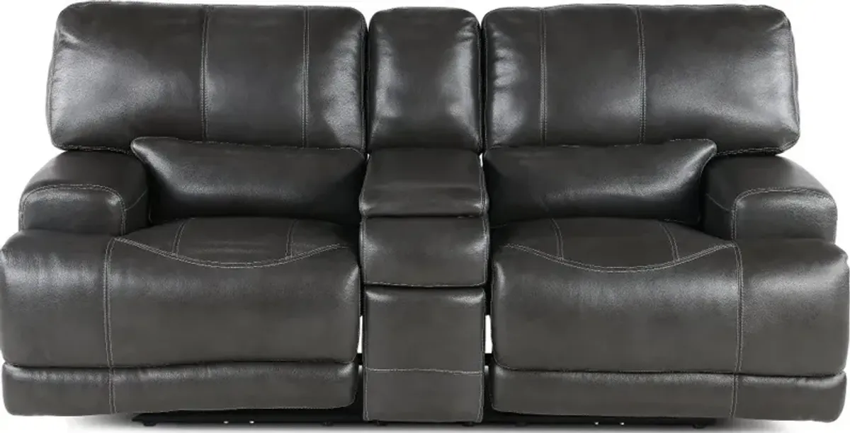 Stampede Charcoal Power Reclining Loveseat with Console