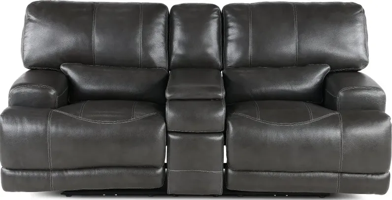 Stampede Charcoal Power Reclining Loveseat with Console