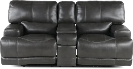 Stampede Charcoal Power Reclining Loveseat with Console