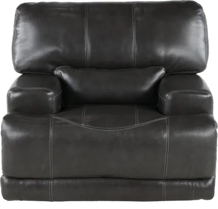 Stampede Charcoal Leather Power Recliner
