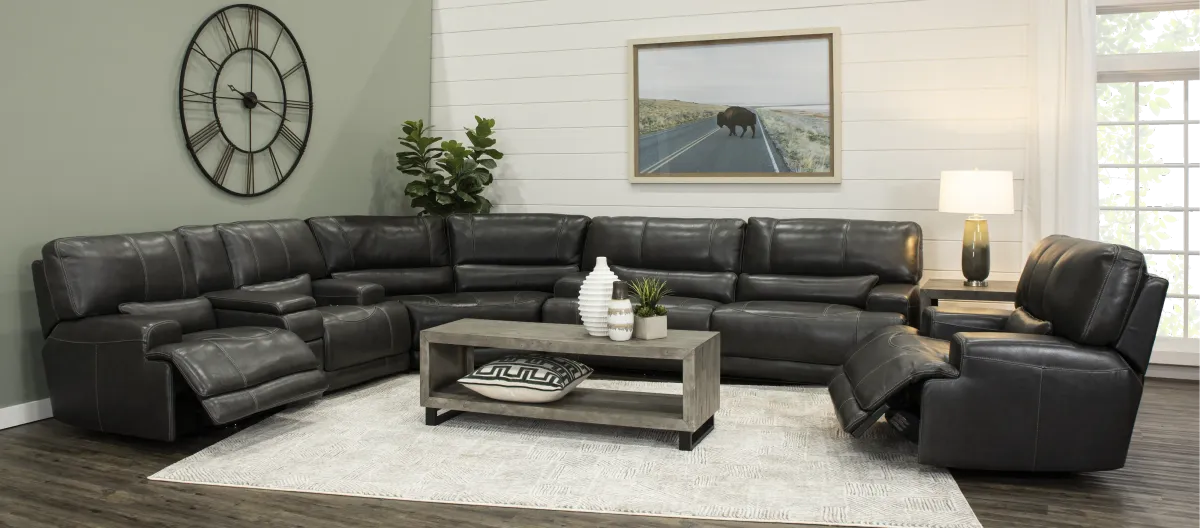 Stampede Charcoal 3-Piece Power Reclining Sectional with Console