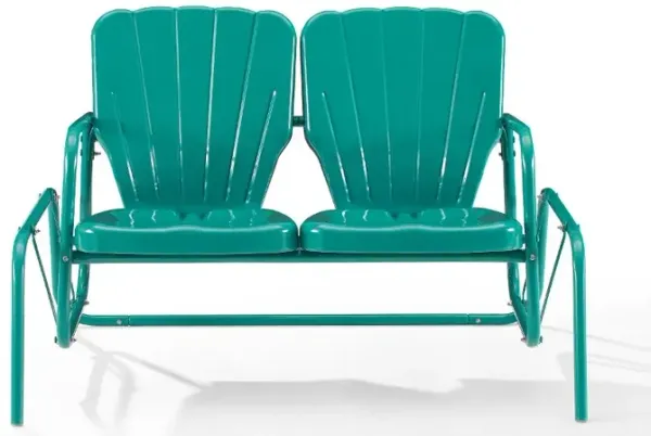 Ridgeland Turquoise Outdoor Metal Loveseat Glider