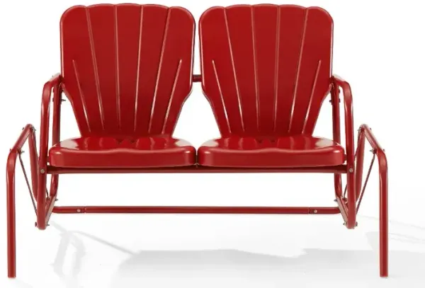 Ridgeland Red Outdoor Metal Loveseat Glider