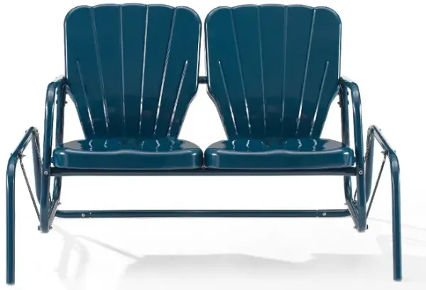 Ridgeland Navy Outdoor Metal Loveseat Glider