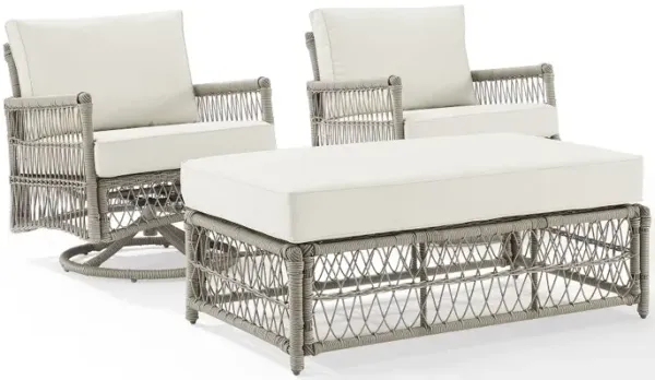 Thatcher 3 Piece Outdoor Wicker Swivel Rocker and Ottoman Set