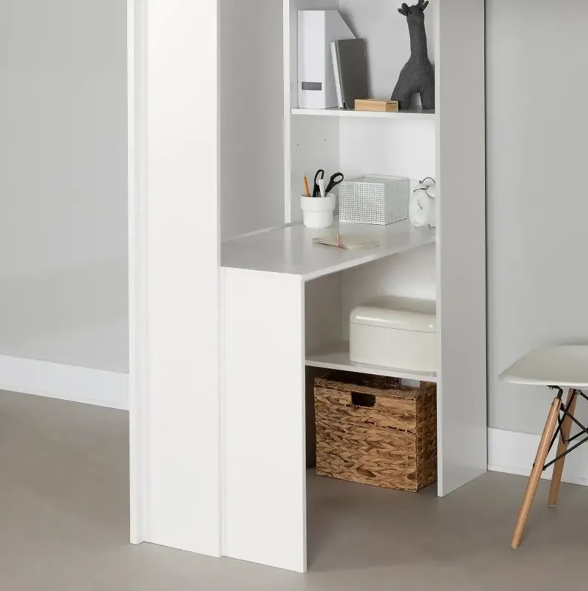 Logik White Twin Loft Bed with Desk