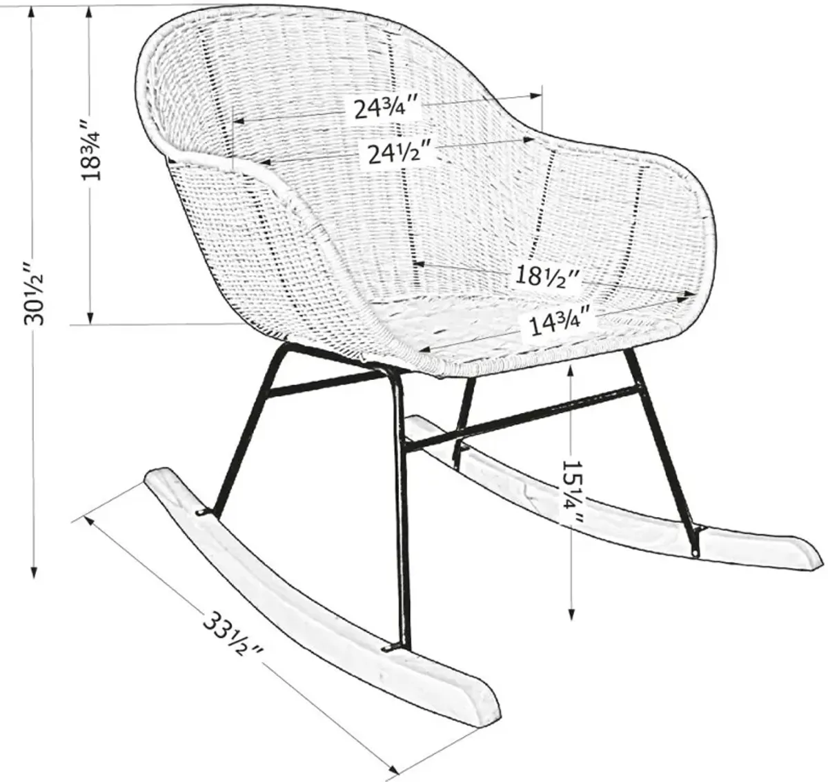 Balka Black Rattan Rocking Chair