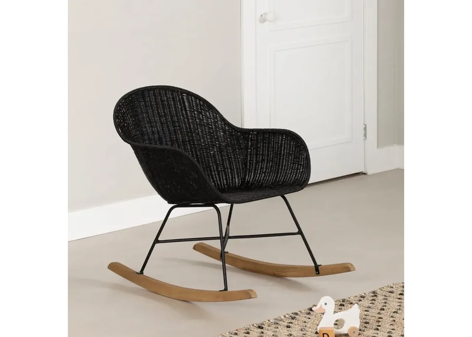 Balka Black Rattan Rocking Chair