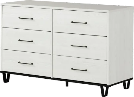 Arlen White Pine 6-Drawer Dresser