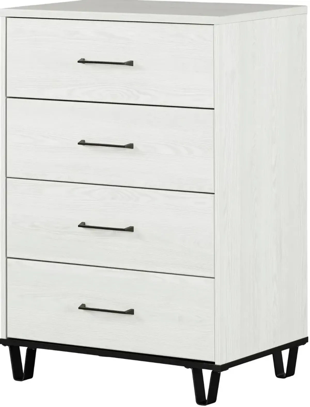 Arlen 4-Drawer Chest, White Pine and Black Matte