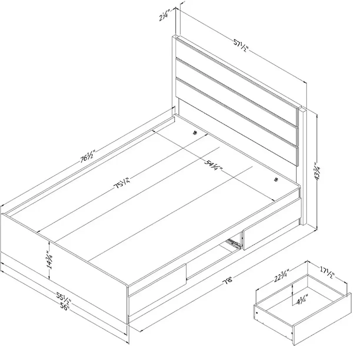 Arlen White Pine Full Storage Bed and Headboard Set